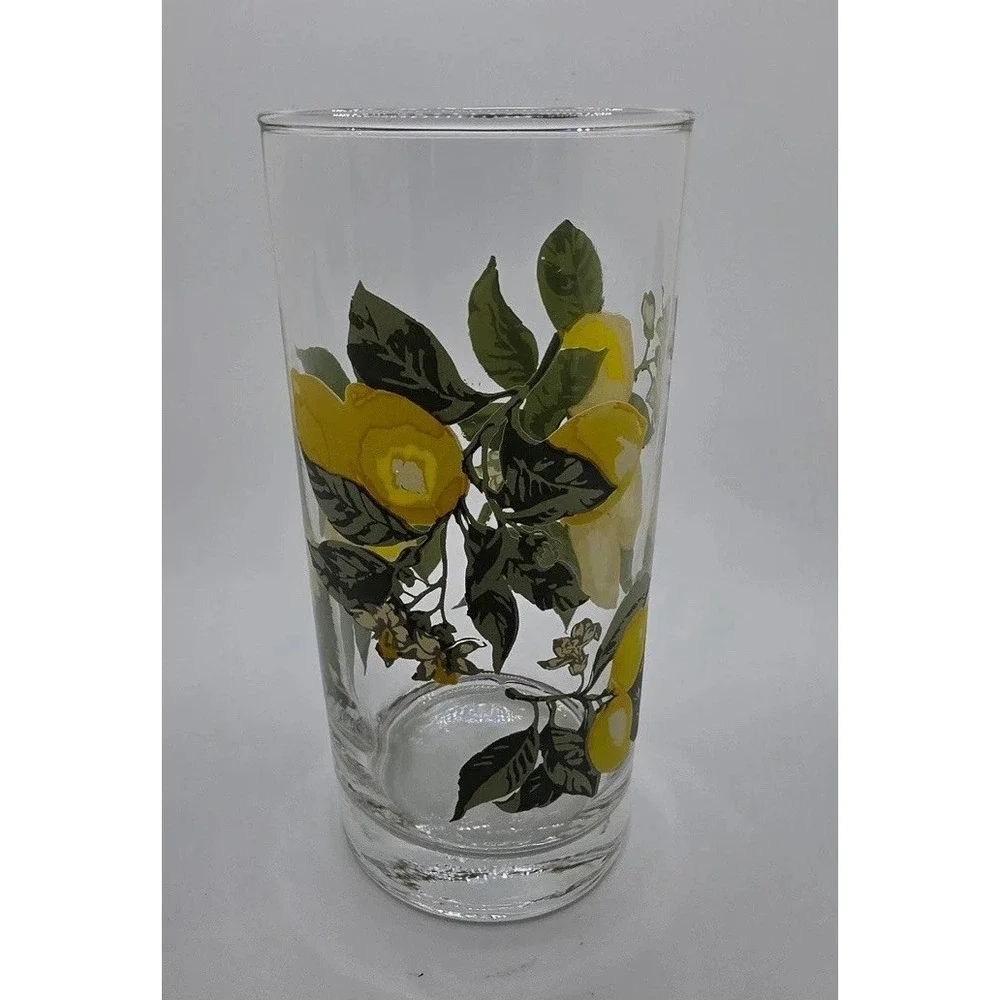 Vintage Crisa Royal Norfolk Lemons Drinking Glasses  16 oz Tumblers Set of 4